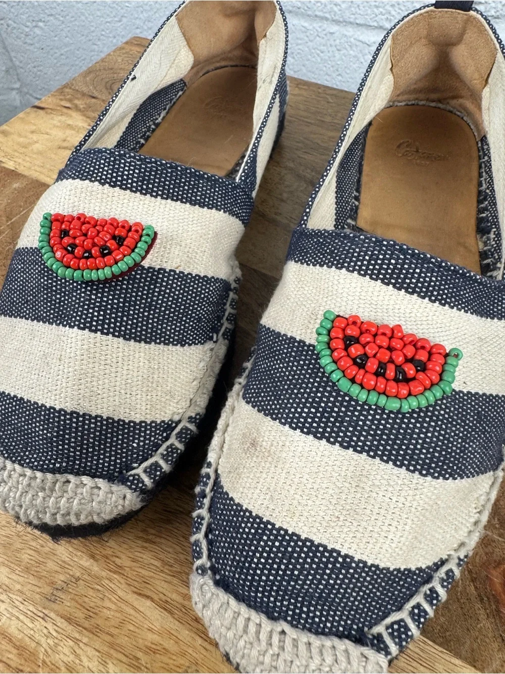 Castañer Watermelon Beaded Striped Espadrille Flats Size 39